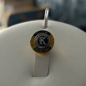Rare Gold and Blue Kiwanianne Club Secretary Brooch
